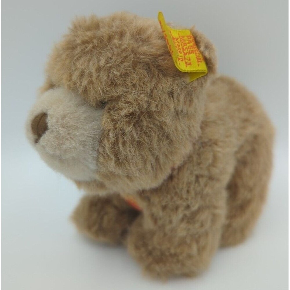 Steiff "Browny" Bear w/ Red collar 1445/12 Ear Button & Tag 4.5"
